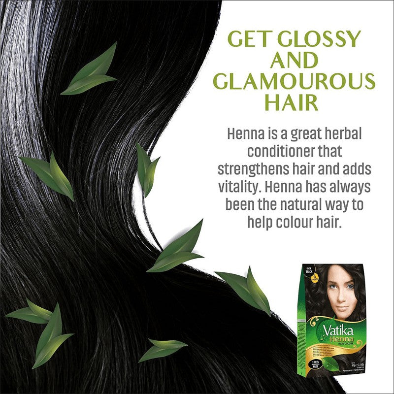 Vatika Hennapulver Rich Black 60g Vatika - Butikkom