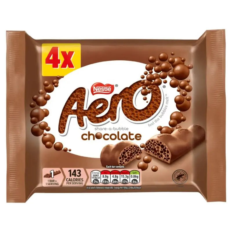 Aero Bubbly Milk Chocolate 4 x 27g Galaxy Choklad - Butikkom
