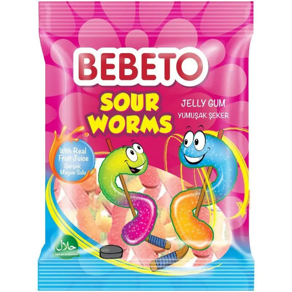 BEBETO Sour Worms 80g BEBETO - Butikkom