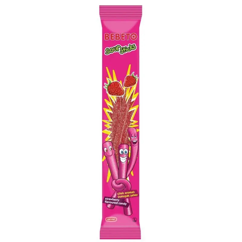 Bebeto Sour Sticks Strawberry 35g Bebeto - Butikkom