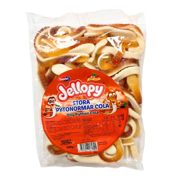 Jellopy Stora Pytonormar Cola 1kg Sweetzone - Butikkom