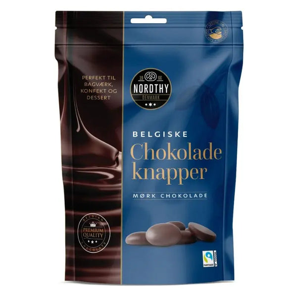 Belgiske Chokladknappar Mörk Choklad 300g Nordthy - Butikkom