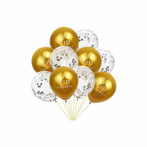 Eid Mubarak balloons with confetti, 10 pcs