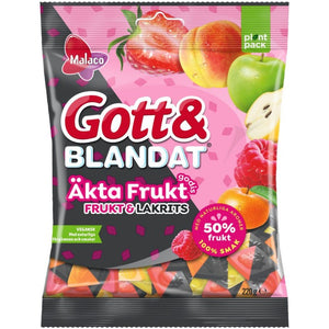 Malaco G&amp;B Real Fruit &amp; Licorice 220g 