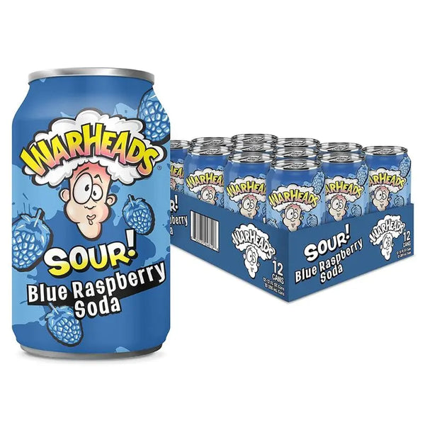 Warheads Sour Blue Raspberry Soda 355ml x 12st Warheads - Butikkom